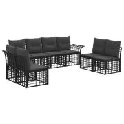 vidaXL Utomhussoffset med kudde 8 pcs Svart och Mörkgrå Polyester