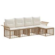 vidaXL Utomhussoffset med kudde 5 pcs Naturlig och Creamvit Polyester