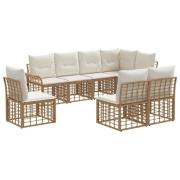 vidaXL Utomhussoffset med kudde 8 pcs Naturlig och Creamvit Polyester