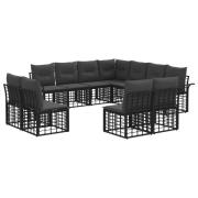vidaXL Utomhussoffset med kudde 11 pcs Svart och Mörkgrå Polyester