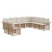 vidaXL Utomhussoffset med kudde 10 pcs Naturlig och Creamvit Polyester