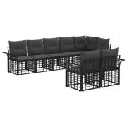 vidaXL Utomhussoffset med kudde 8 pcs Svart och Mörkgrå Polyester