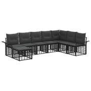 vidaXL Utomhussoffset med kudde 8 pcs Svart och Mörkgrå Polyester