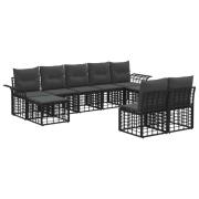 vidaXL Utomhussoffset med kudde 9 pcs Svart och Mörkgrå Polyester