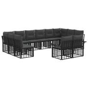 vidaXL Utomhussoffset med kudde 12 pcs Svart och Mörkgrå Polyester