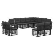 vidaXL Utomhussoffset med kudde 12 pcs Svart och Mörkgrå Polyester