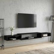 vidaXL Väggmonterad TV-skåp Väggmonterat Svart ek 220 x 28 x 21 cm