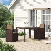 vidaXL Trädgårdsmatstolar 2 pcs Brun och taupe PP