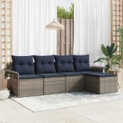 vidaXL Trädgårdsoffset med lagring 5 pcs Grå konstrotting