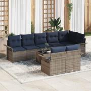 vidaXL Trädgårdsoffset med lagring 9 pcs Grå konstrotting