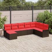 vidaXL Trädgårdsoffset med kudde med lagring 8 pcs Beige Poly rattan