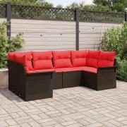 vidaXL Trädgårdsoffset med lagring 6 pcs Brun Poly rattan