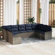 vidaXL Trädgårdsoffset med lagring 9 pcs Ljusgrå konstrotting