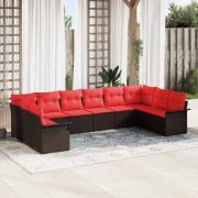 vidaXL Trädgårdsoffset med lagring 10 pcs Beige konstrotting