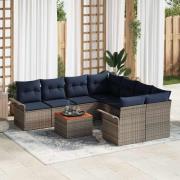 vidaXL Trädgårdsoffset med lagring 9 pcs Grå och Marinblå konstrotting