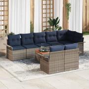 vidaXL Trädgårdsoffset med lagring 9 pcs Grå och Marinblå konstrotting