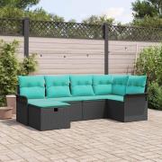 vidaXL Trädgårdsoffset med kudde med lagring 6 pcs Poly rattan