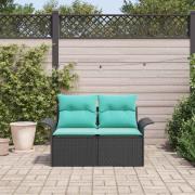 vidaXL Trädgårdsoffa med kudde 141 x 62 x 69 cm konstrotting