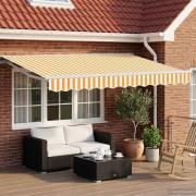 vidaXL Manuell markisram med LED-lampor Gul och Vit 2,5 x 2 m