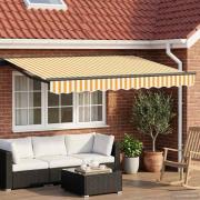 vidaXL Manuell markisram med LED-lampor Gul, Vit, Antracit 2,5 x 2 m