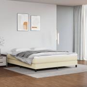 vidaXL Ramsäng med bäddmadrass gräddvit 160x200 cm konstläder