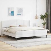 vidaXL Sängram med huvudgavel Vit 200 x 200 cm Konstläder