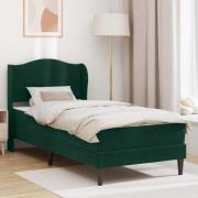 vidaXL Sängram med huvudgavel 2 pcs Mörkgrön 90 x 190 cm Sammet