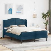 vidaXL Sängram med huvudgavel 2 pcs Blå 120 x 190 cm Sammet