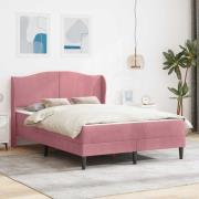 vidaXL Sängram med huvudgavel Rosa 120 x 200 cm Sammet
