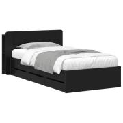vidaXL Sängram med förvaring Svart 90 x 190 cm Konstruerat trä