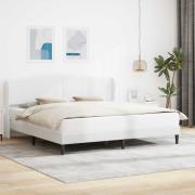 vidaXL Sängram med huvudgavel Vit 200 x 200 cm Konstläder