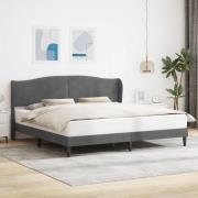 vidaXL Sängram med huvudgavel Mörkgrå 200 x 200 cm Sammet