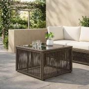vidaXL Trädgårdsbord Grå och svart 55 x 55 x 37 cm PE Rattan och Glas