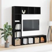 vidaXL Hyllsystem 3 pcs Svart Ek 36 x 30 x 143 cm Konstruerat trä