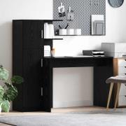 vidaXL Skrivbord 2 pcs Svart Ek