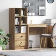 vidaXL Skrivbord med låda med hylla med lagring 2 pcs Artisan Ek