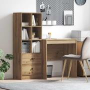 vidaXL Skrivbord med låda med hylla med lagring 2 pcs Artisan Ek