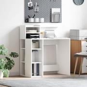 vidaXL Skrivbord med hylla Vit 90 x 48 x 101,5 cm Konstruerat trä