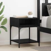 vidaXL Sängbord 2 pcs Svart Ek 40 x 40 x 50 cm Konstruerat trä