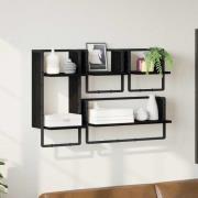 vidaXL Vägghyllset 4 pcs Svart Ek 65 x 25 x 30 cm Konstruerat trä