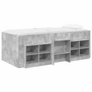 vidaXL Loft sängram med skåp med hylla 3 pcs Betonggrå Konstruerat trä