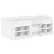 vidaXL Loft sängram med skåp med hylla 3 pcs Vit Konstruerat trä