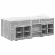 vidaXL Loft sängram med skåp 3 pcs Grå Sonoma Konstruerat trä
