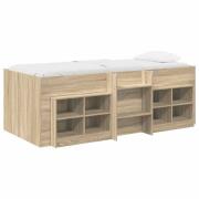 vidaXL Loft sängram med skåp med hylla 3 pcs Sonoma-ek Konstruerat trä