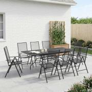 vidaXL Trädgårdsmöbelset 9 pcs Antracit 212 x 90 x 76 cm Nät och Stål