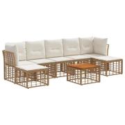 vidaXL Utomhussoffset 8 pcs Naturlig och Creamvit Polyester