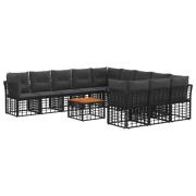 vidaXL Utomhussoffset 12 pcs Svart och Mörkgrå Polyester