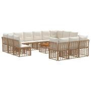 vidaXL Utomhussoffset 14 pcs Naturlig och Creamvit Polyester