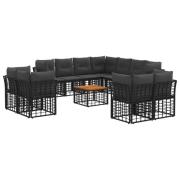 vidaXL Utomhussoffset 12 pcs Svart och Mörkgrå Polyester
