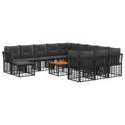 vidaXL Utomhussoffset 13 pcs Svart och Mörkgrå Polyester